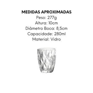 Copo Diamante de Vidro 280ml - A Gourmet