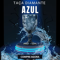Taça Diamond Azul de Vidro 340ml - A Gourmet