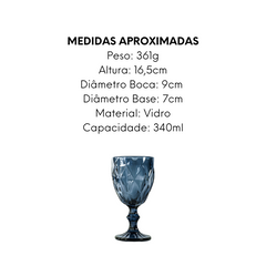 Taça Diamond Azul de Vidro 340ml - A Gourmet