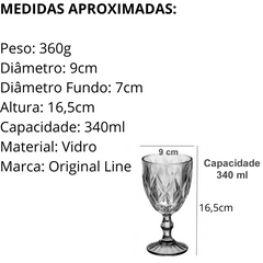 Taça Diamond Fume de Vidro 340ml - A Gourmet