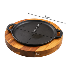 Bifeteira Profissional Ferro Fundido 20cm com Tábua de Madeira – Ideal para Restaurantes, Bares e Churrascarias”