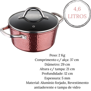 Caçarola Com Tampa Saphire 4,6L Rose Glob Imports