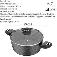 Caçarola Bergner Orion Antiaderente Com Tampa 6,7L Glob Imports