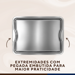 Bandeja inox Retangular 43cm