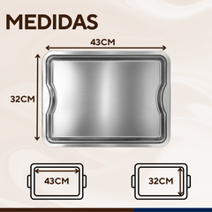 Bandeja inox Retangular 43cm