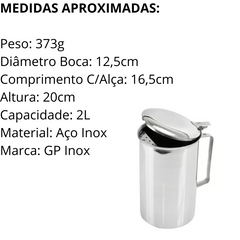 Jarra de aço inox c/ Tampa Separador de Gelo 2L - A Gourmet