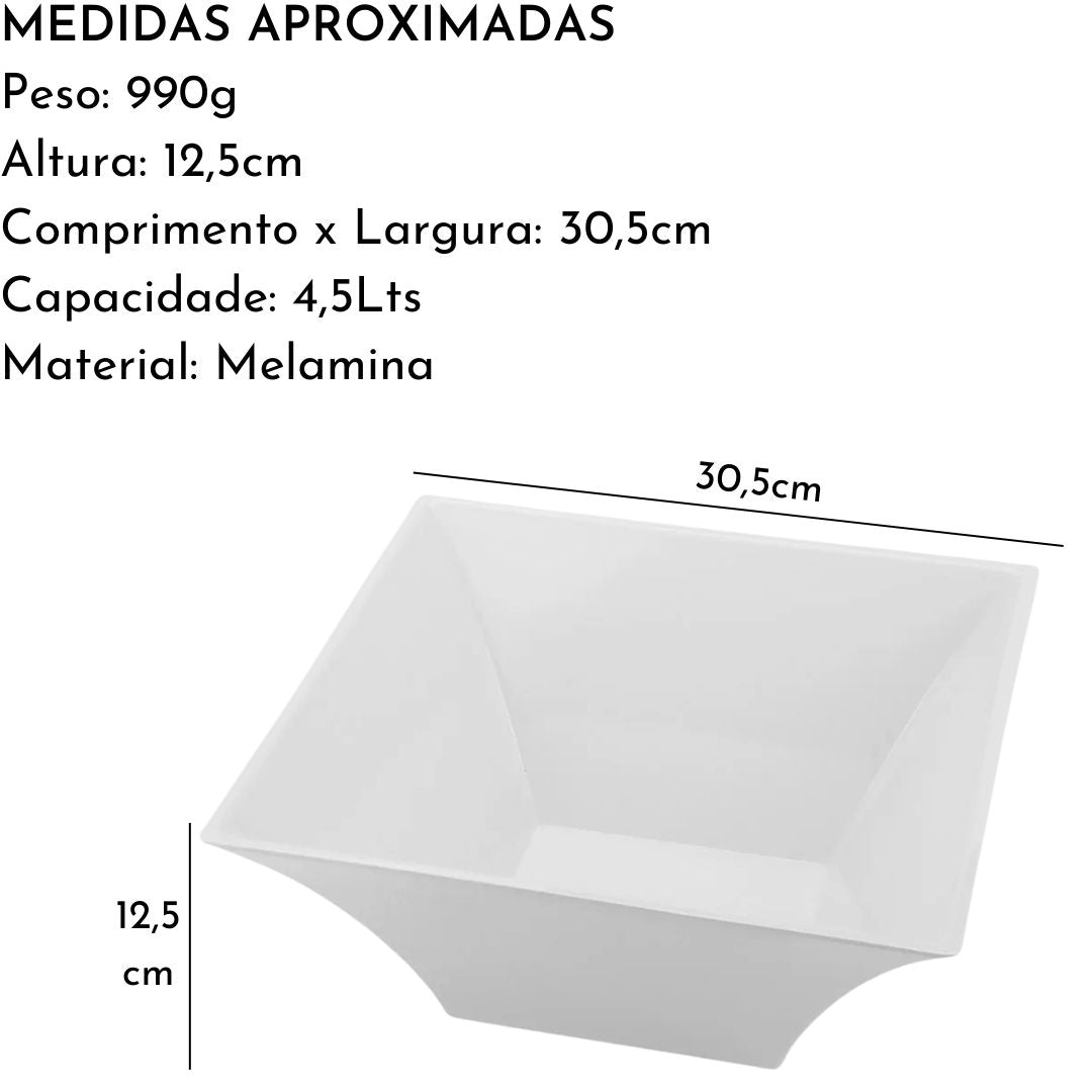 Tigela Grande Quadrada melamina Gourmet Mix
