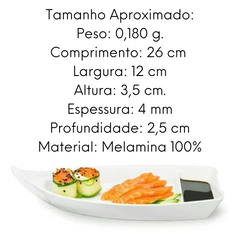 Barco para sushi/sashimi 26 cm Melamina branco Gourmet Mix