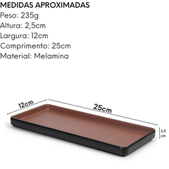 Prato Retangular Melamina Dual Color Terra Cota Gourmet Mix