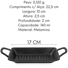 Mini Travessa Grill Fingerfood Retangular C/ Alça Preto Gourmet Mix