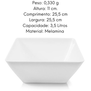Saladeira quadrada melamina 3,5L Gourmet Mix