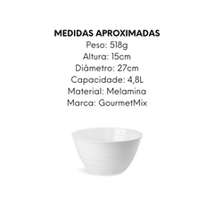 Tigela Bowl de Melamina 4,8L - A Gourmet