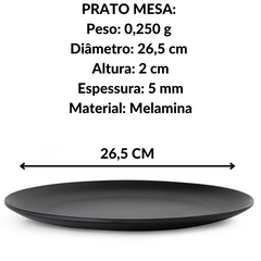 Prato redondo melamina black Gourmet Mix