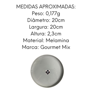 Prato 20cm Borda Reta Areia Branca Melamina Gourmet Mix