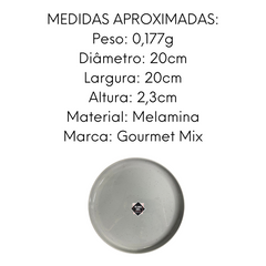 Prato 20cm Borda Reta Areia Branca Melamina Gourmet Mix