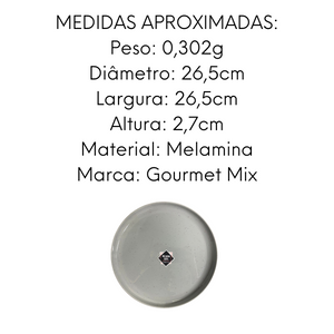 Prato de Melamina Areia Branca 26,7cm Gourmet Mix