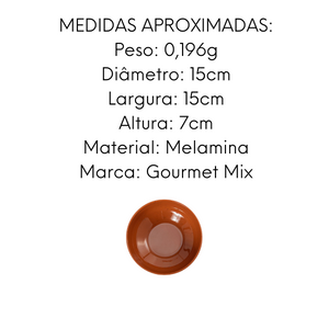 Tigela Bowl de Melamina 15cm Areia Terracota 700ml Gourmet Mix