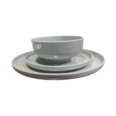 Prato Borda Reta Areia Cinza Melamina 26,7cm Gourmet Mix