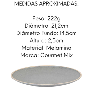 Prato Rustic 21cm de Melamina Cinza Stone - A Gourmet