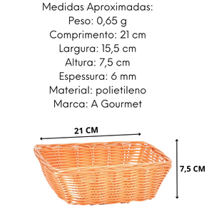 Cesto Retangular de Vime Sintético 21cm GZT