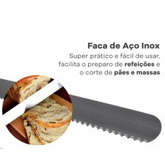 Faca de Pão Fiambre Serrilhada de Aço Inox - A Gourmet