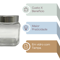 Pote de Vidro Quadrado de 500ml - A Gourmet