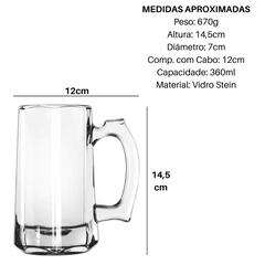 Caneca Chopp Stein de Vidro 360ML Cheff Line