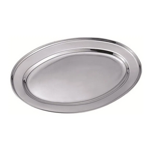 Travessa em Aço Inox Oval Rasa Cheff Line