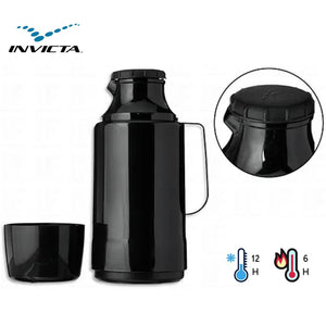 Garrafa Térmica Preta GLT Rolha 1L Invicta