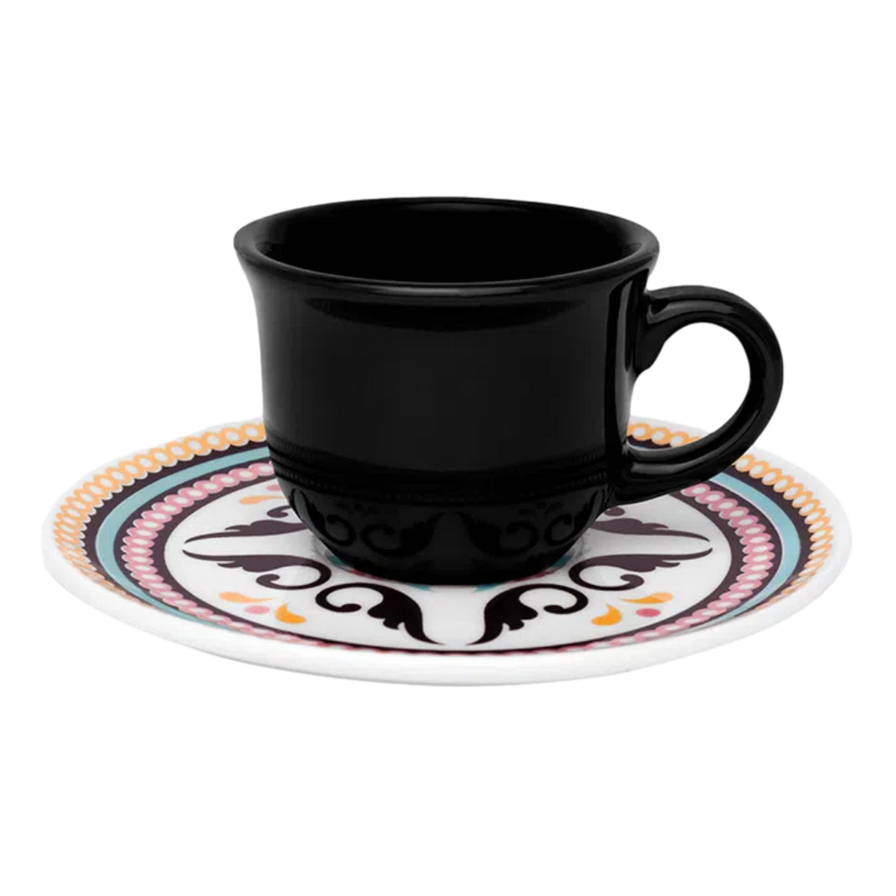 Xicara de Café Com Pires 75ml Floreal Luiza Oxford