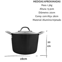 Panela Alta Tasty Preta N20 Antiaderente Com Tampa De Vidro Jomafe