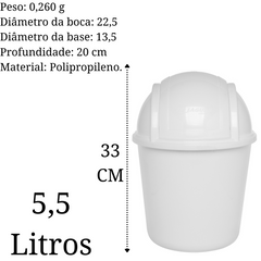 Lixeira basculante branco 5,5L Jaguar