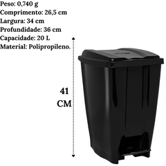 Lixeira com pedal 20L Eco Nature Jaguar