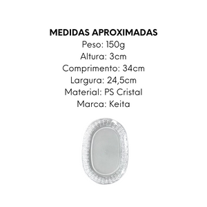bandeja Oval Traçada Ps Cristal Keita