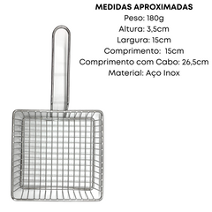 Cesta Quadrada Para Fritura e Porçoes Aço Inox KeHome