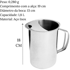 Jarra em Aço Inox com Capacidade de 1,8L KeHome