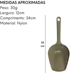 Colher Vazada Grande De Nylon 34cm KeHome