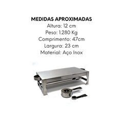 Rechaud Retangular Com Chapa Difusora e Alça Alissan