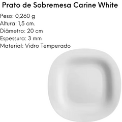 Prato Sobremesa Vidro Carine White Luminarc Day Home