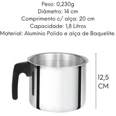 Canecão Extra Luxo N14 1,8L Aluminio Polido Lidermix