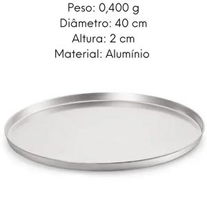 Forma de Pizza em Alumínio 40cm Polida Lidermix
