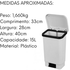 Lixeira Retangular 15L Branca - A Gourmet