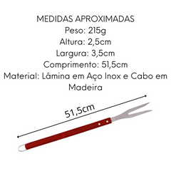 Garfo Para Churrasco de Aço inox e Cabo de Madeira - A Gourmet