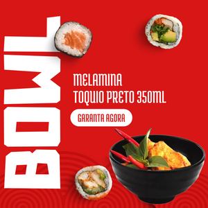 Tigela Bowl Melamina Tóquio Preto - A Gourmet