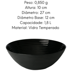 Tigela Bowl de Vidro Harena Black - A Gourmet