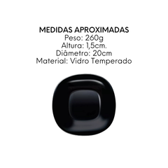 Prato Sobremesa Preto 19cm Carine Noir Day Home