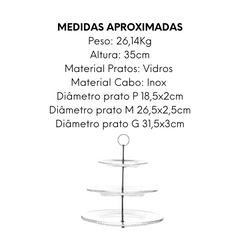 Porta Doce 3 Andares de Vidro Lyor