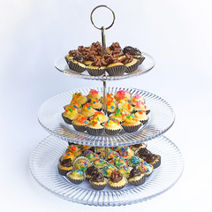 Porta Doce 3 Andares de Vidro Lyor