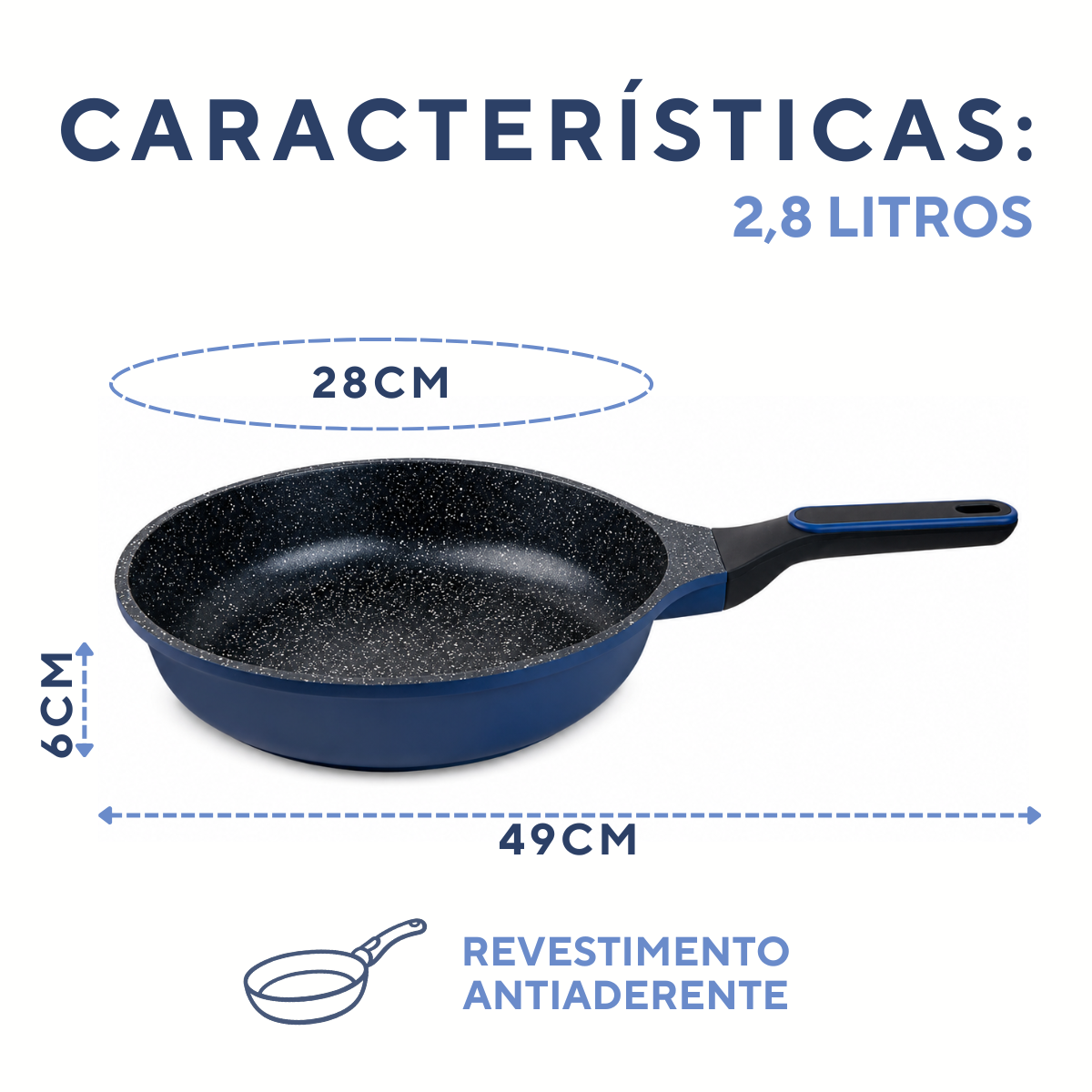 Frigideira Antiaderente Cerâmica 28cm Azul