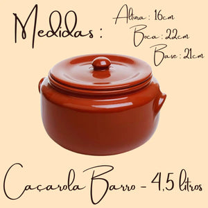 Caçarola Barro Nº4 Rústica 4,5L | Perfeita para Feijoada Motta